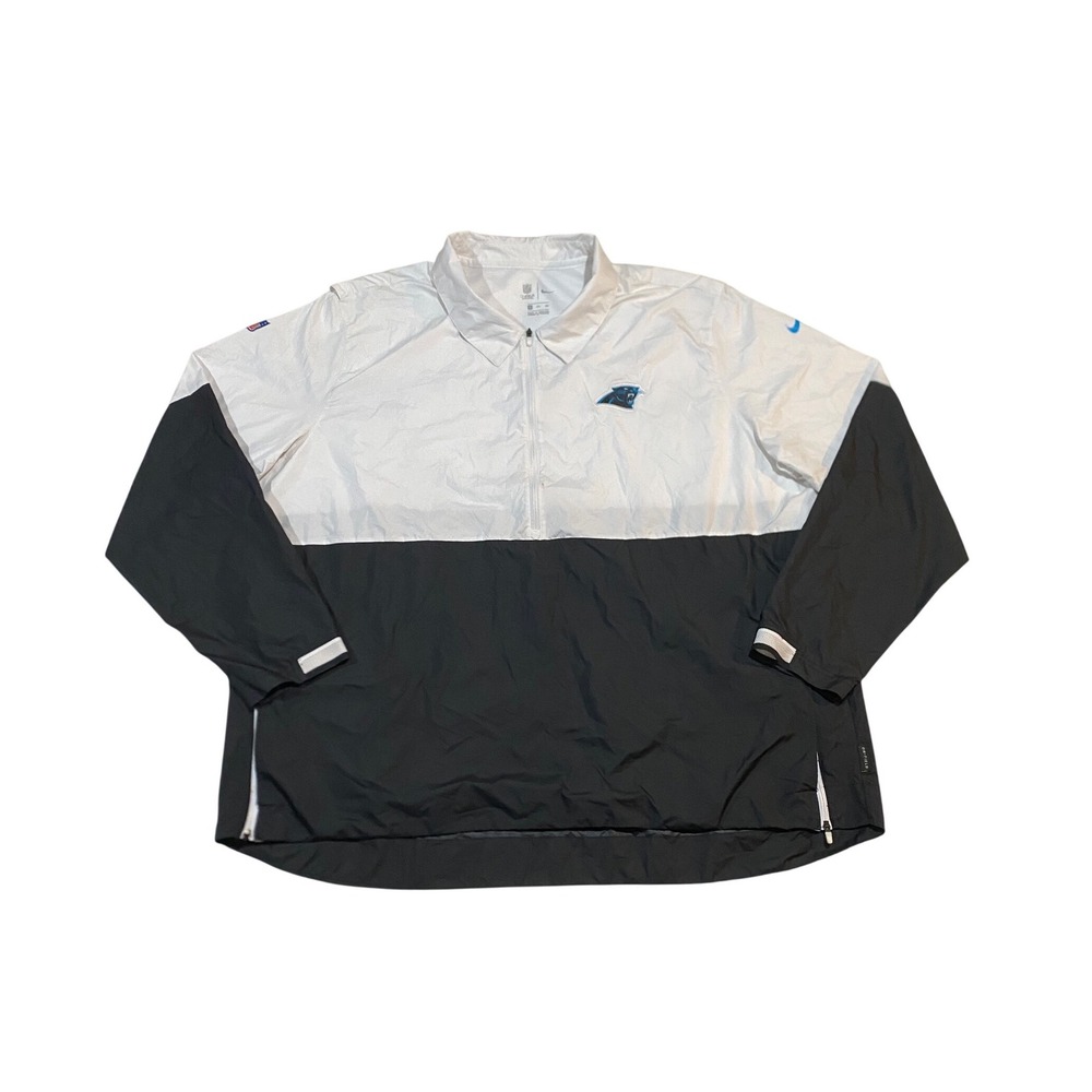 Nike Carolina Panthers NFL Onfield Windbreaker White Black 3XL Vented 1/4 Zip